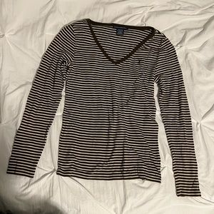 ralph lauren sport brown and white striped long sleeve